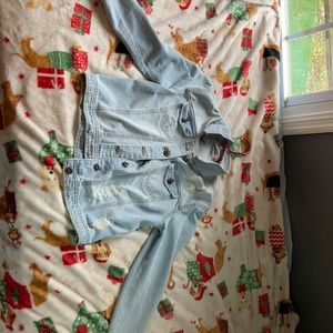 cute light blue denim long sleeve jacket,size med.
